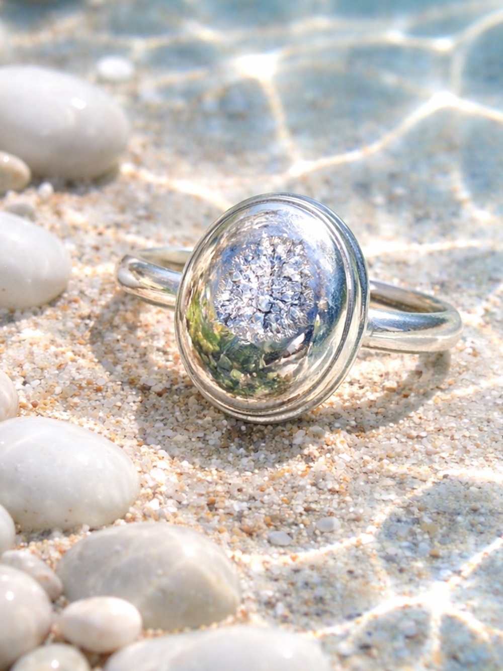Platinum Aura Druzy Ring - Picture 7 of 14